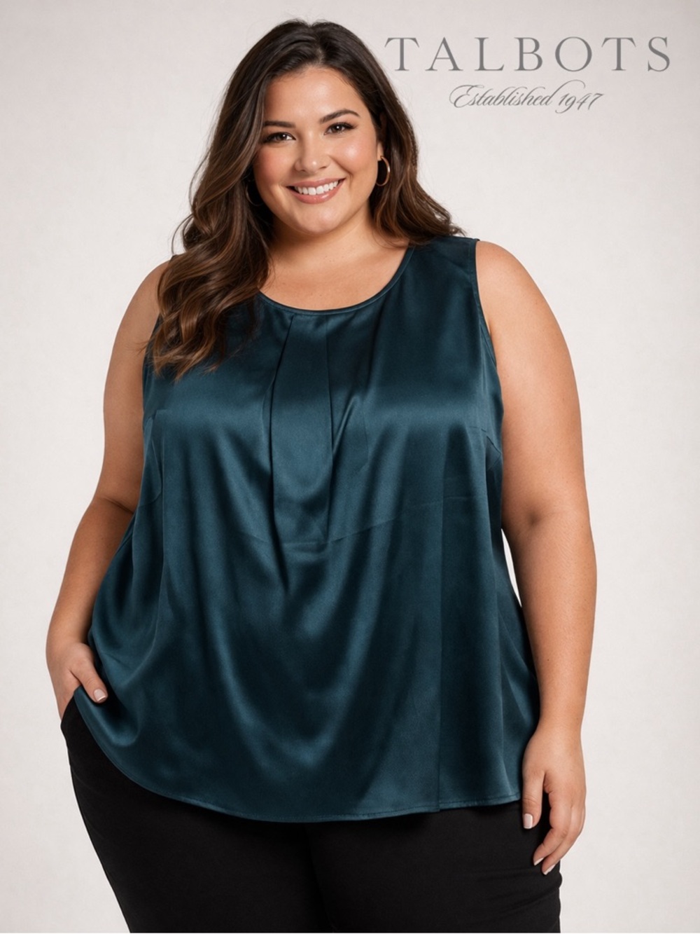 NWT Talbots Deep Teal Silk Pebble Shell